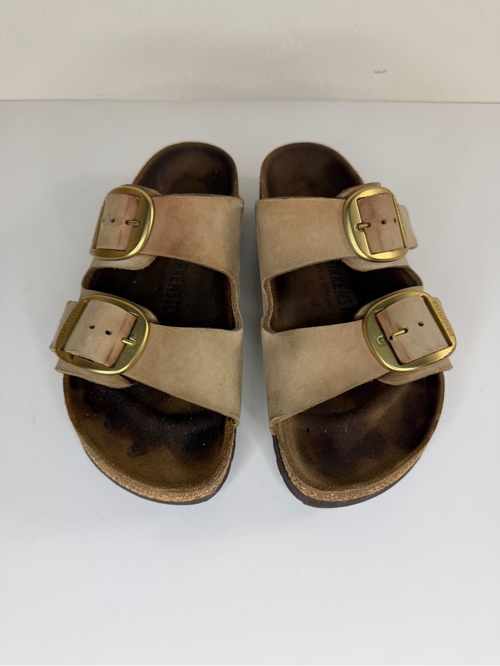 Birkenstock Sandals Slides Women Size 38 US 7 Double Strap Tan Buckle Germany - Picture 6 of 16